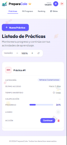 PreparaCole - Historial de Prácticas